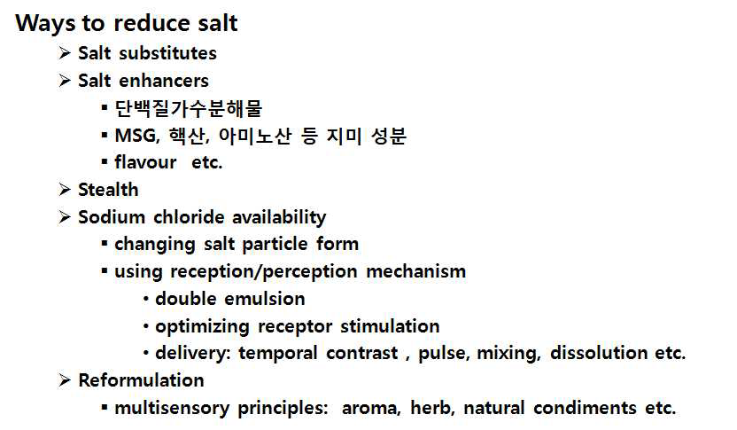 소금 및 나트륨 저감화 방법