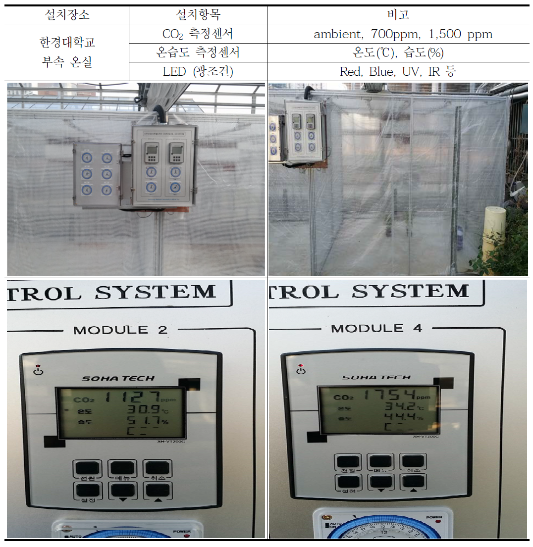 CO2 수준별 시설채소재배 시험