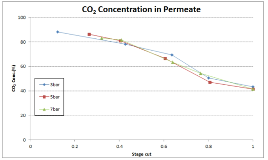 Permeate에서의 이산화탄소 농도