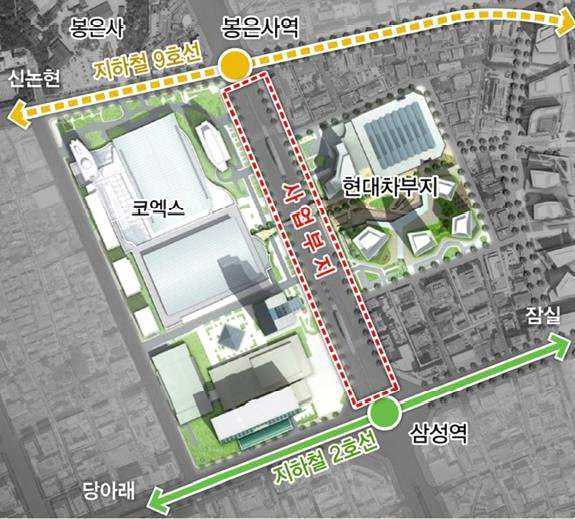서울 동남권 기본계획(案) 위치도