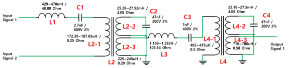 Band Pass Filter Module equivalent circuit
