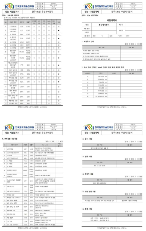 시작품 성능시험 기록서