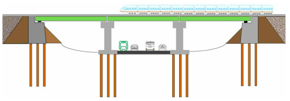 기존 교대-접속부 구조 적용 시 국도 횡단 교량 설치 개념도