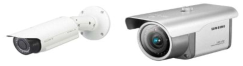 Sony의 IR Bullet CCTV(좌)와 Samsung Techwin의 SIR-4150(우)