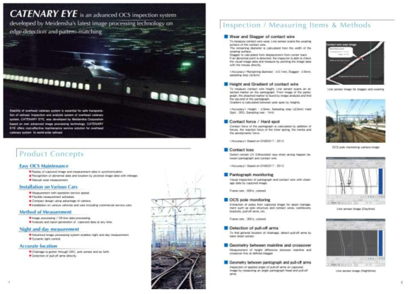 RTRI 전차선로 그룹과 메이덴샤 공동개발한 Catenary eye 홍보 카탈로그