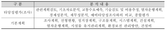 타당성평가(조사) 및 기본계획 분석내용