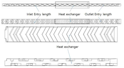 V형 요철을 설치한 열교환기 고온부의 계산 영역