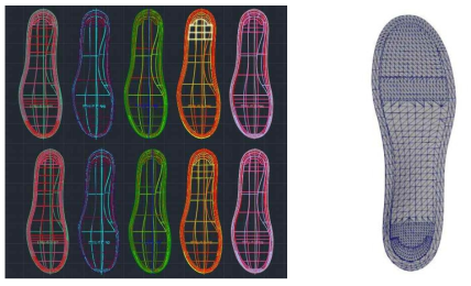 (좌)인솔 CAD 데이터 (우)인솔의 메시화