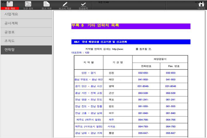 연락망 정보 조회 예시