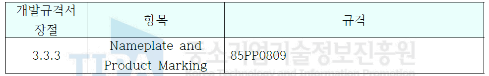 Nameplate and Product Marking 규격
