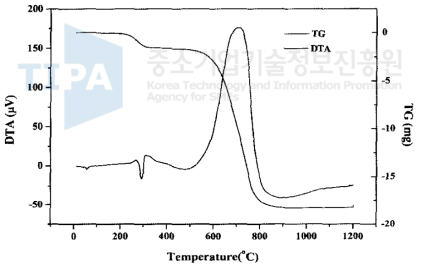 TG/DTA 분석 결과