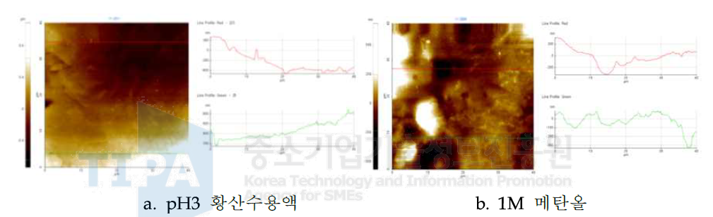 P30lC70(+CF 3%) 카본컴포지트 분리판의 leaching test 후 표면조도