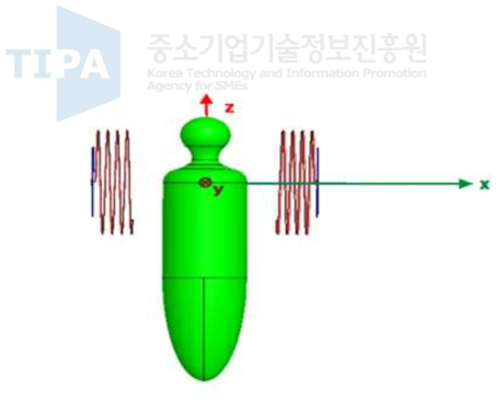 균일 모의 인체가 삽입된 13.56 MHz 시스템의 구조