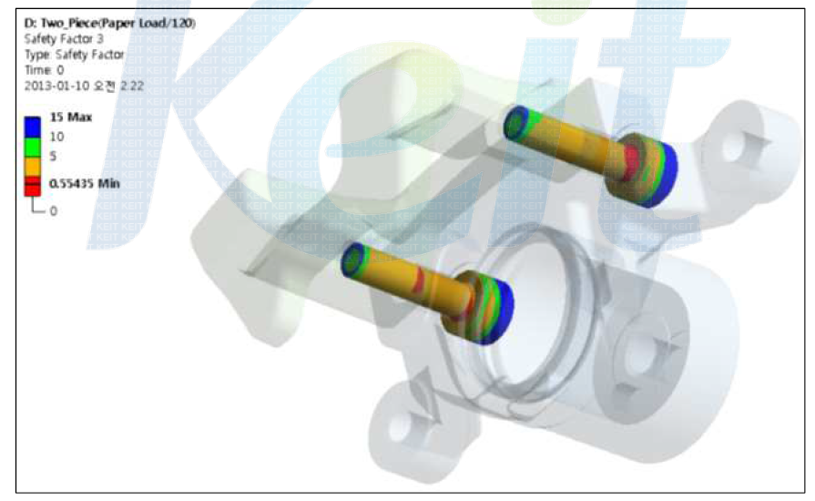 분리형 캘리퍼하우징의 볼트부품 내구 안정성 (120℃)