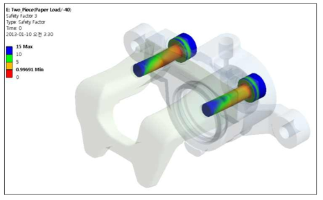 분리형 캘리퍼하우징의 볼트부품 내구 안정성 (-40℃)