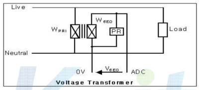 Voltage Transformer를 사용한 전압 신호 변환 회로도