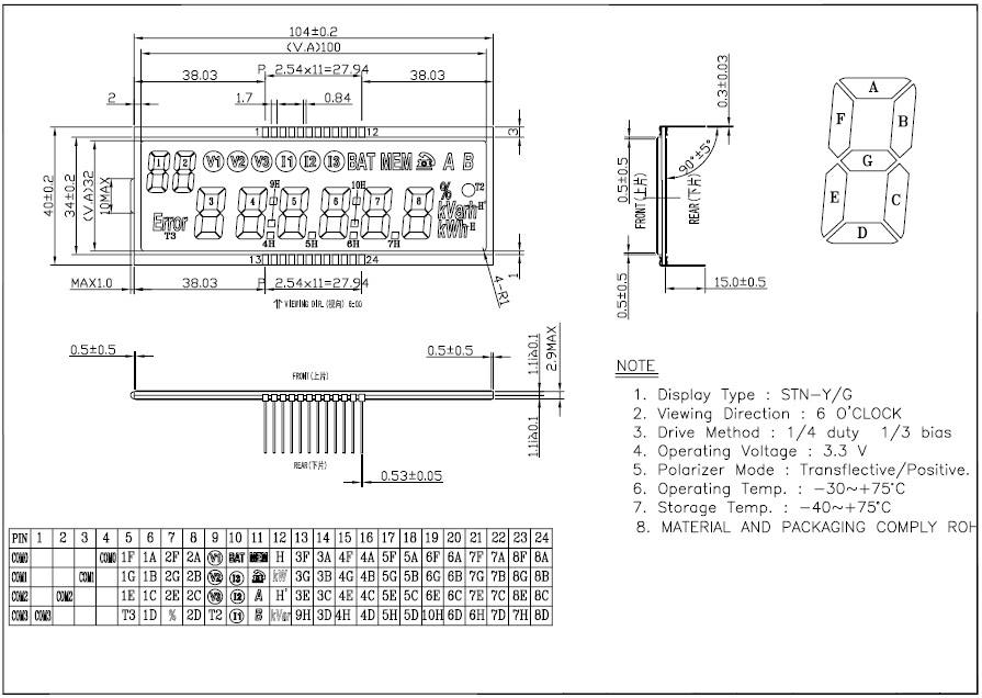 3P4W LCD Datasheet