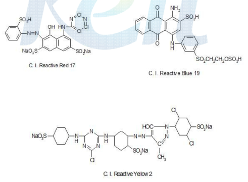 선염공정에 사용한 반응성 염료의 화학구조