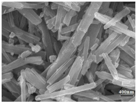 Scanning electron micrograph of Cu-phthalocyanine crude.