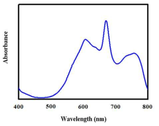 UV-Vis spectra of ε-copper phthalocyanine crude in NMP.