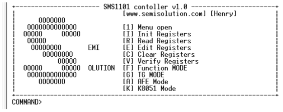 SMSK8051 Firmware 설정(hyper terminal 출력: k8051및 UART interface ok )