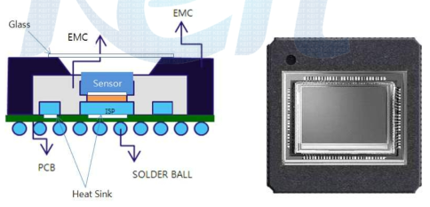 제안된 단일 CCD 센서 칩의 package 단면 및 제품 예상도