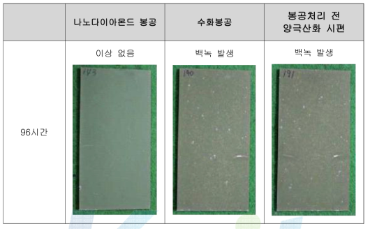 마그네슘 산화피막의 내부식성 시험 결과