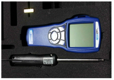 Hot-wire anemometer wind speed measurements.