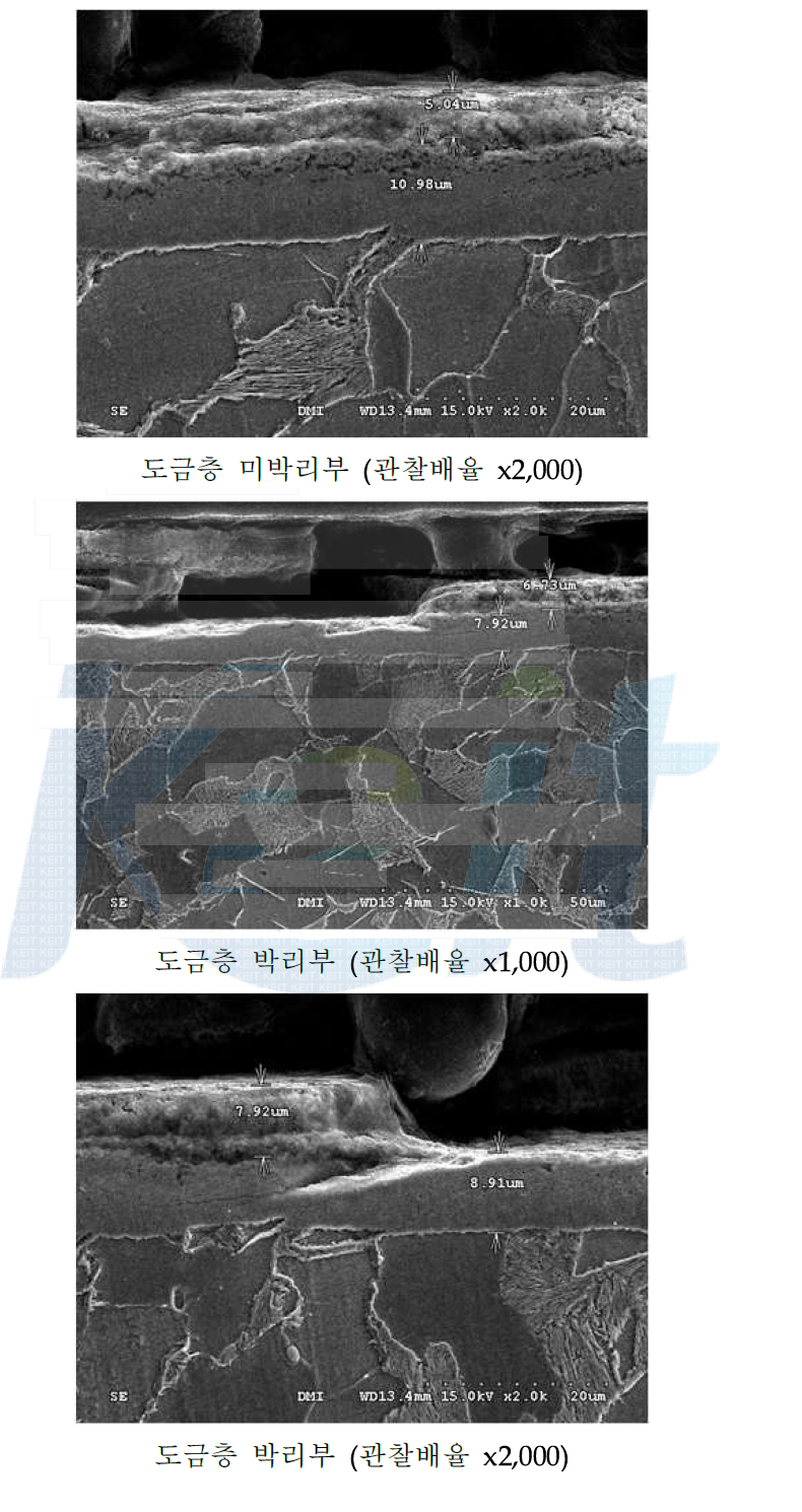 산세공정 조건 A에 의하여 제조된 Decoupler Pulley의 영역별 단면