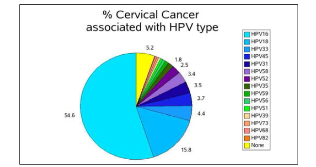 HPV type distribution in cervical cancer