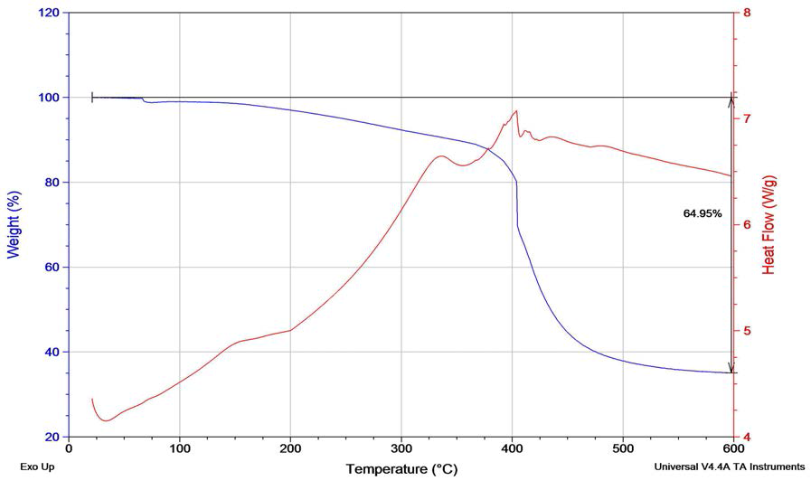 합성된 Methacryl-modified POSS의 TGA, DSC 분석 (in N2, 10℃/min)