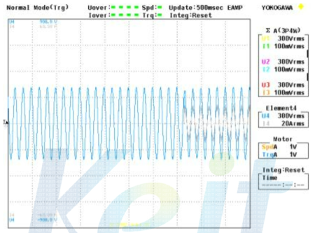 부하증가시의 AC 전압-전류 파형