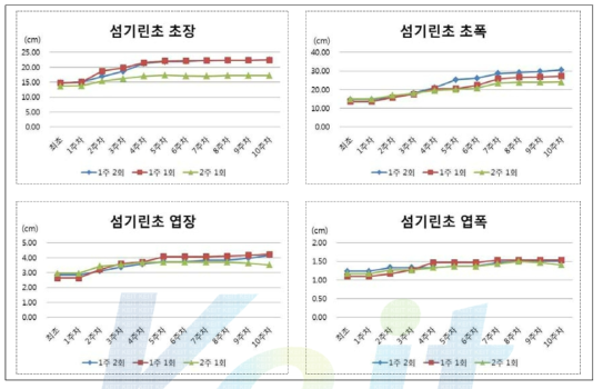 관수주기에 따른 섬기린초의 물리적 생장측정인자 변화