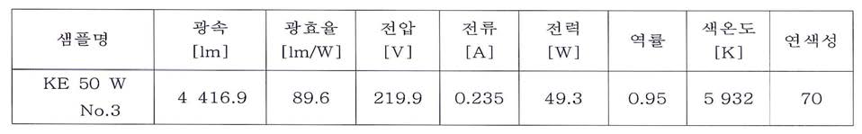 LED보안등 /KE 50W적분 구 측정 시험결과