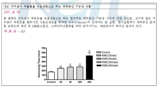 겨우살이 추출물을 유효성분으로 하는 체력증진 기능성 식품 특허