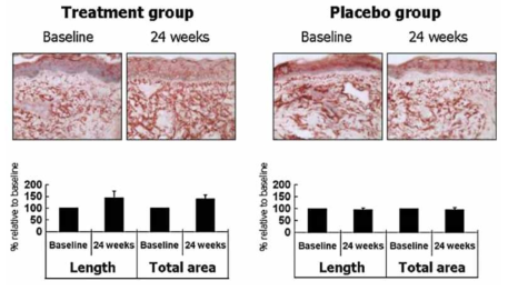 Wild mountain ginseng extract treatment tends to increase tropoelastin fiber length and percentage area in the papillary dermis