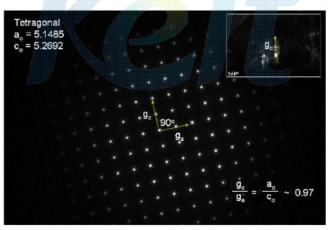 장축방향으로 성잦ㅇ한 Bar(Tetragonal Phase) SADP