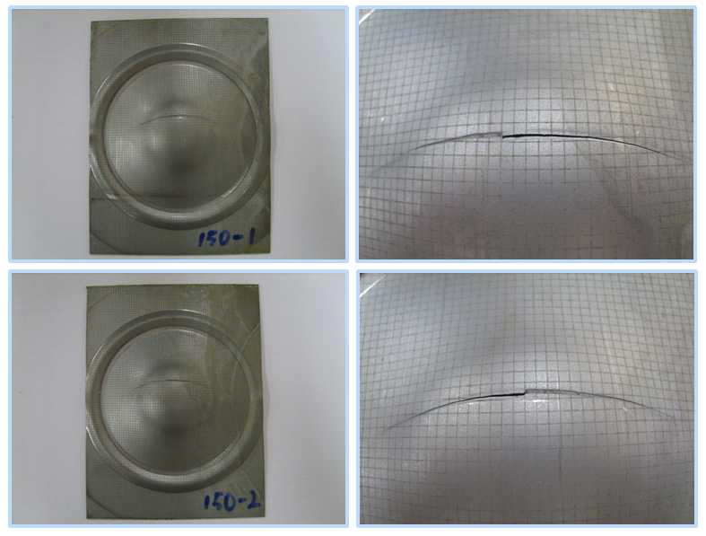 FLD 성형 후 CRACK 사진 (150mm)