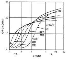 양생온도가 일정한 경우 온도가 강도에 미치는 영향