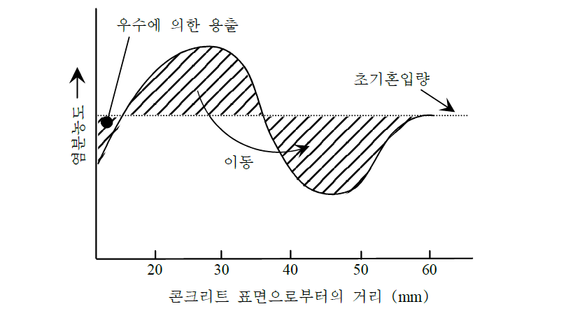 내부염소이온에 의한 콘크리트내의 염소이온분포 모델