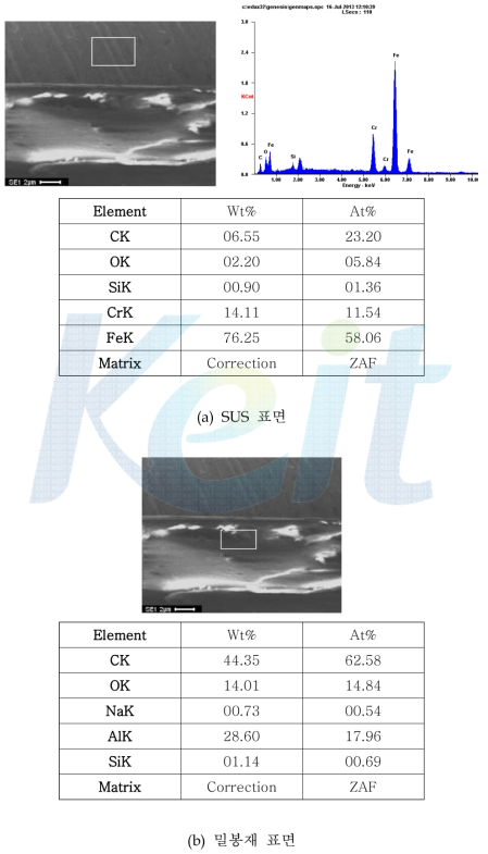 산화분위기 2000시간 진행 후 EDS 분석