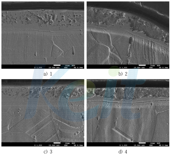420℃ 플라즈마 질탄화 처리된 브리넬시험 SEM 관찰결과