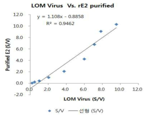 CSFV E2 MAB Pair의 바이러스 및 단백질 정량반응성