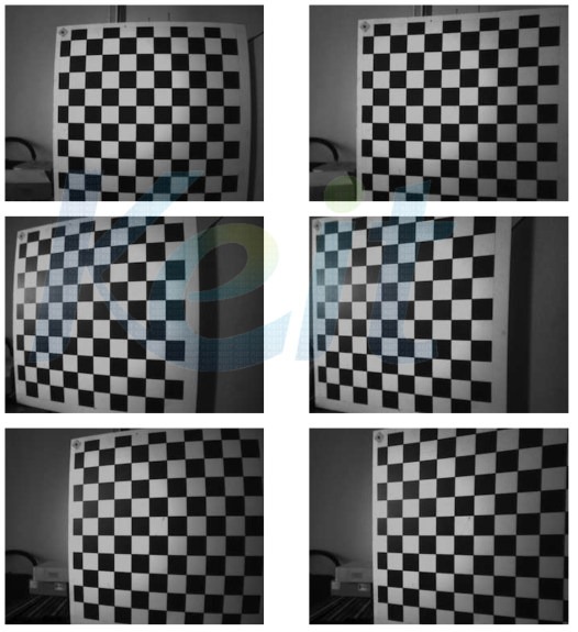 Calibration 과정을 얻은 렌즈왜곡 보정 파라메터를 통해서 렌즈 왜곡을 보정한 실험 결과 (왼쪽 : 보정 전, 오른쪽 : 보정 후)