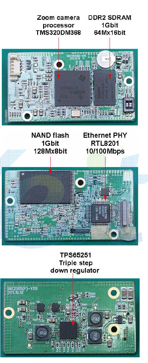 Zoom Camera Processor & Power Board (TMS320DM368,Flash, Ethernet PHY)