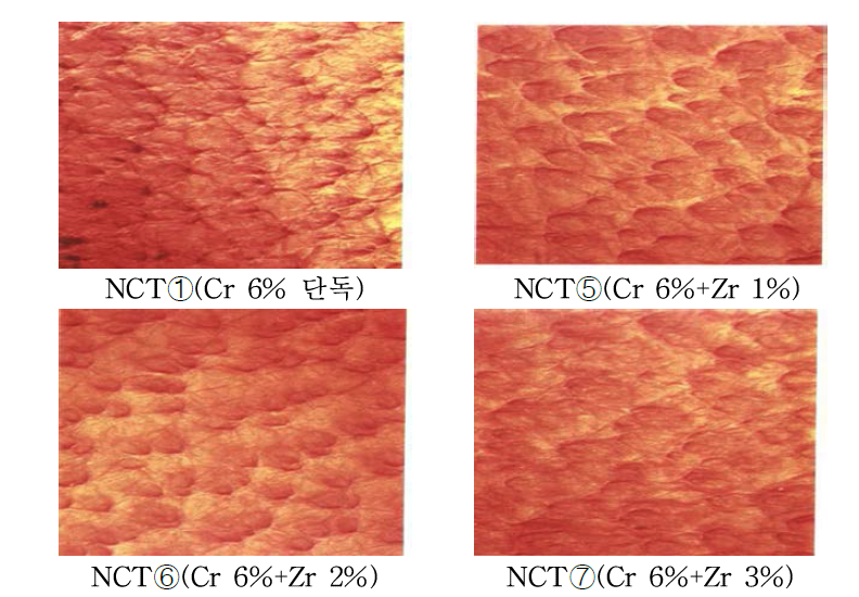 Zirconium 탄닝제 함량별 적용시 모공 변화