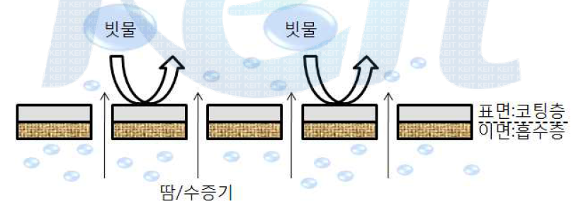 편면발수직물의 단면 개략도