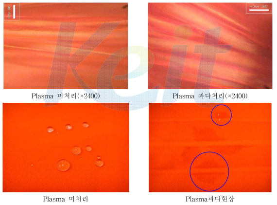 Plasma 처리부분의 전자현미경 사진