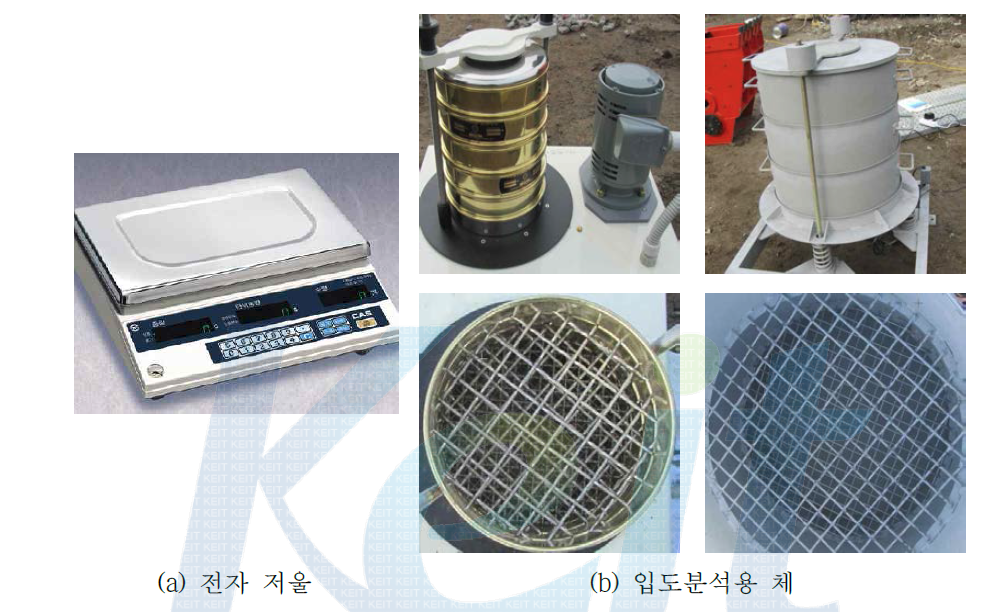 입도분석에 사용된 실험용 기구