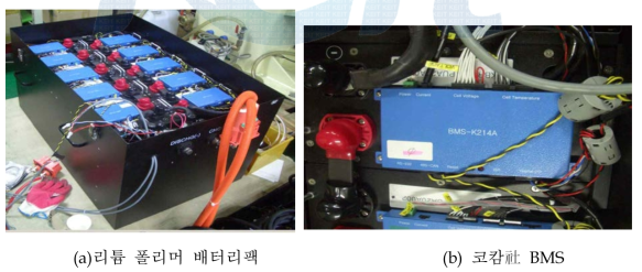 리튬폴리머 배터리 전체의 사진과 개별 BMS 사진